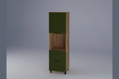 Колонен шкаф пенал Анна зелено бали / златен дъб h213
