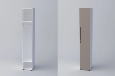 Еднокрил гардероб СПЕЙС 1 (h-240) - тофи / бяло