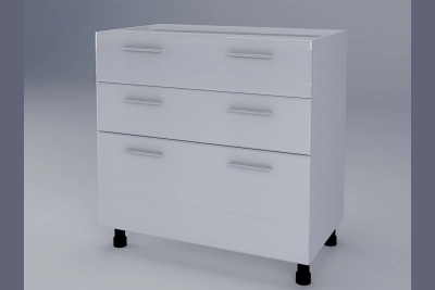 Шкаф с три чекмеджета Бианка H80 3Ш(2+1) бял гланц/бяло