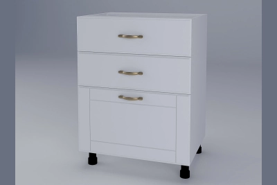 Шкаф с три чекмеджета Доминика H60 3Ш(2+1) бяла коприна
