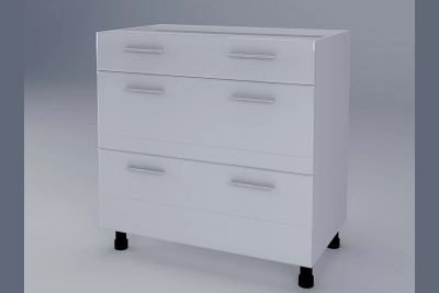 Шкаф с три чекмеджета Бианка H80 3Ш(1+2) бял гланц/бяло