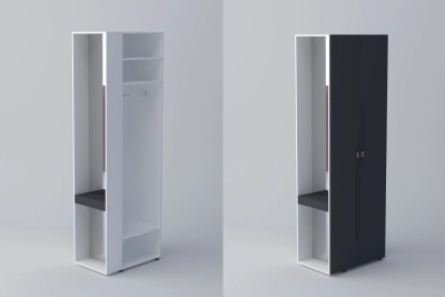 Краен ъглов шкаф СПЕЙС h240 - графит / бяло