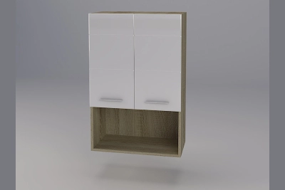 Горен шкаф Бианка B60 2Д за микровълнова бял гланц/дъб сонома h920