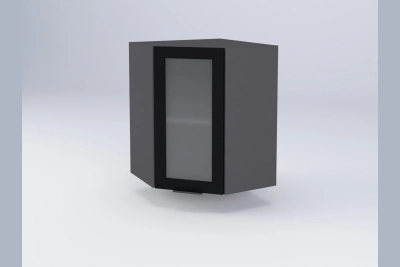 Горен ъглов шкаф с витрина Адел 57/57 черен софттъч