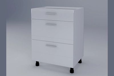 Шкаф с три чекмеджета Бианка H60 3Ш(1+2) бял гланц/бяло