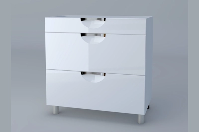 Шкаф с три чекмеджета Адел лукс NEW H80 3Ш(1+2)  бял гланц