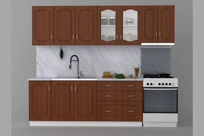 Кухня Оля NEW 200 + шкаф за телескопичен абсорбатор - орех