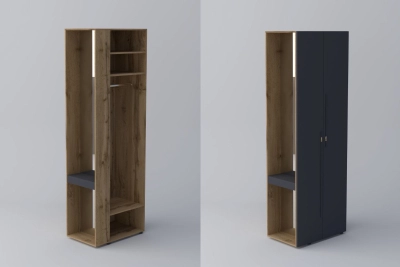 Краен ъглов шкаф СПЕЙС h240 - графит / апалачи