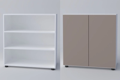 Скрин с две врати СПЕЙС 2Д - тофи / бяло