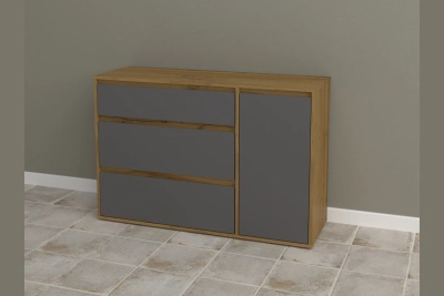 Комод Нитро софт 1Д 3Ш дъб вотан/графит