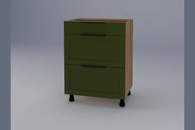 Шкаф с три чекмеджета Анна H60 3Ш(1+2) зелено бали / златен дъб