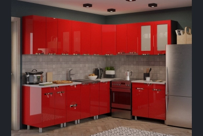 Кухня Адел лукс NEW 260/200 см. в червена перла