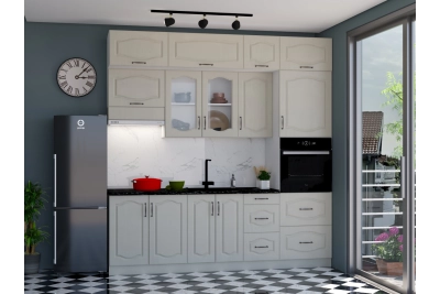 Кухня Оля NEW 2,4 м. с колона - светло сива текстура