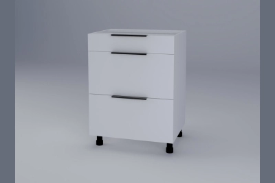 Шкаф с три чекмеджета Милана H60 3Ш(1+2) бяла коприна