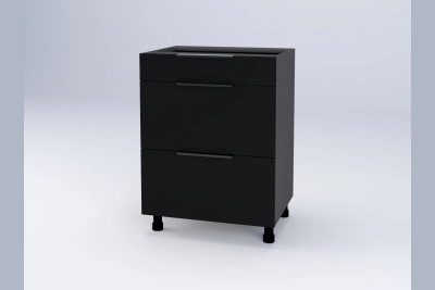 Шкаф с три чекмеджета Адел H60 3Ш(1+2) черен софттъч