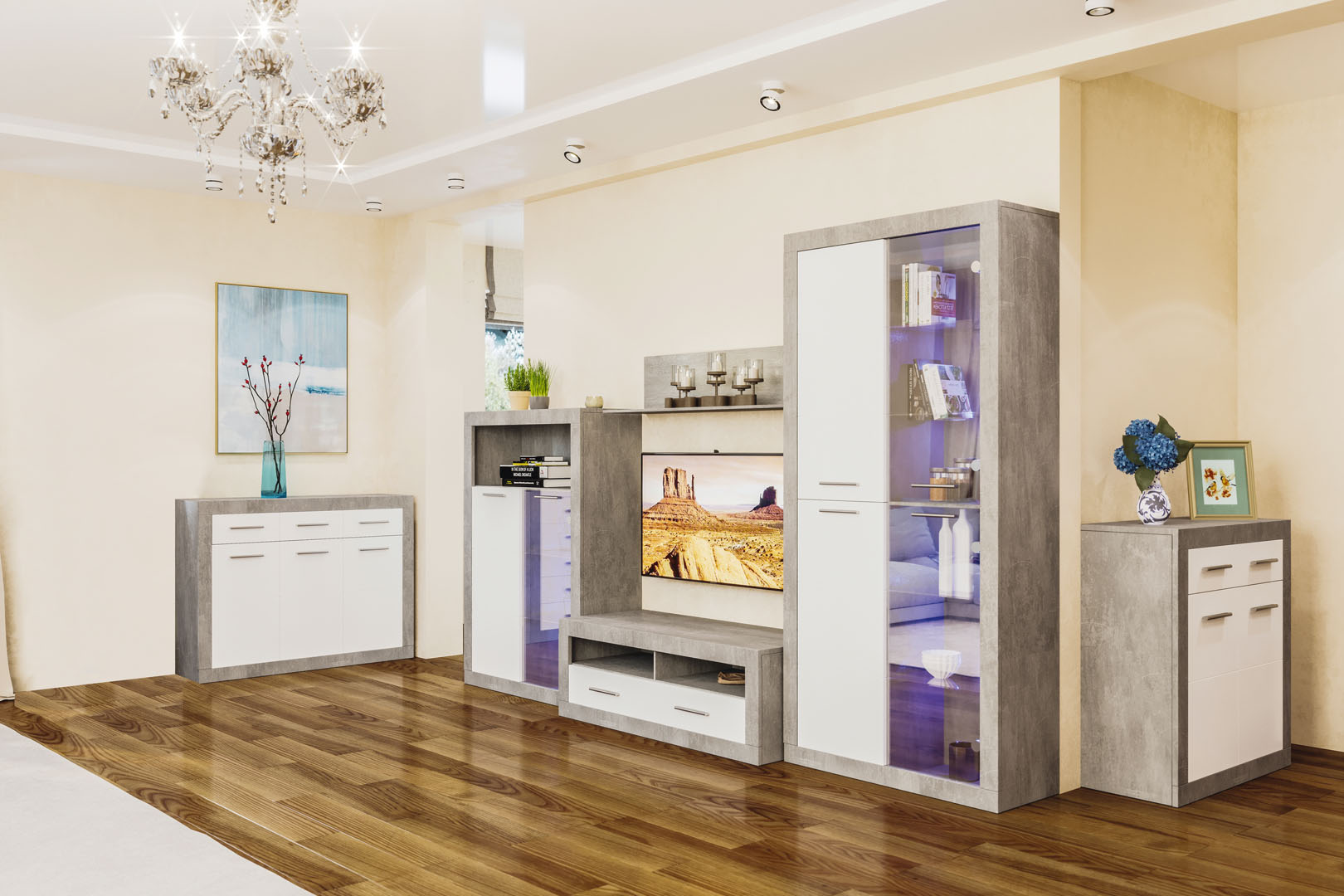 Модулна дневна Омега ︽ Онлайн на Цена 1722,00 лв. - ХОП Мебели